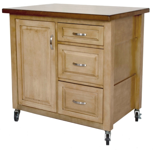 Brook Kitchen Cart in Distressed Sonoma Oak & Light Pecan Brown