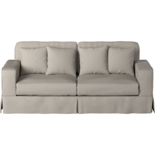 Americana Box Cushion Slipcovered Sofa in Light Gray Performance Fabric