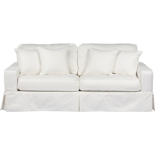 Americana Box Cushion Slipcovered Sofa in White Performance Fabric