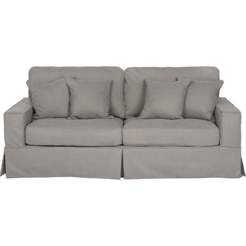 Americana Box Cushion Slipcovered Sofa in Gray Performance Fabric