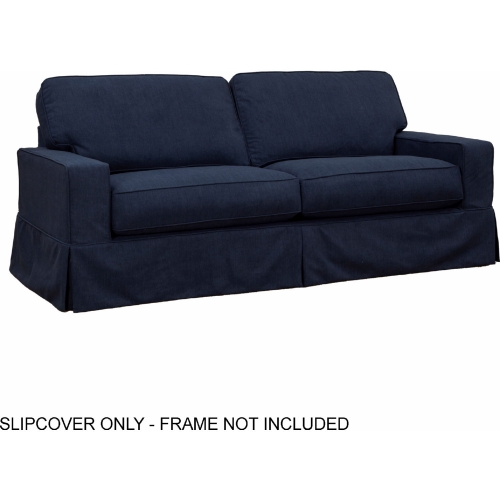 Americana Slipcover Only for Box Cushion Track Arm Sofa in Navy Blue Performance Fabric