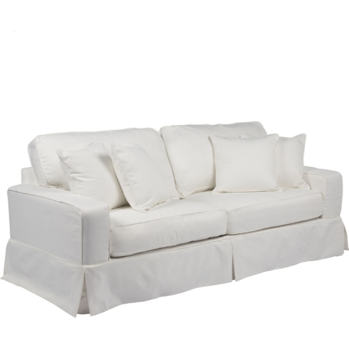 Americana Slipcover Only for Box Cushion Track Arm Sofa in White Performance Fabric