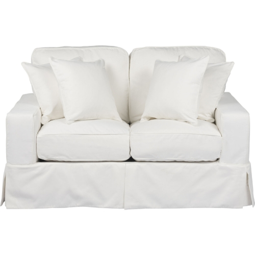 Americana Box Cushion Slipcovered Loveseat in White Performance Fabric