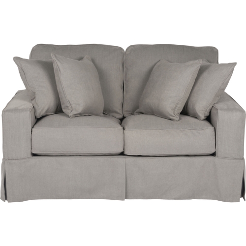 Americana Box Cushion Slipcovered Loveseat in Gray Performance Fabric