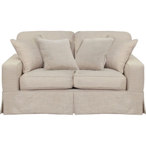 Americana Box Cushion Slipcovered Loveseat in Linen Performance Fabric