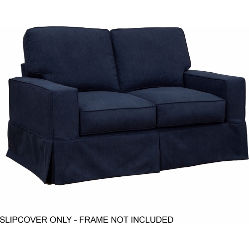 Americana Slipcover Only for Box Cushion Track Arm Loveseat in Navy Blue Performance Fabric