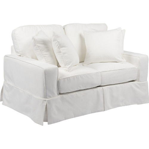 Americana Slipcover Only for Box Cushion Track Arm Loveseat in White Performance Fabric