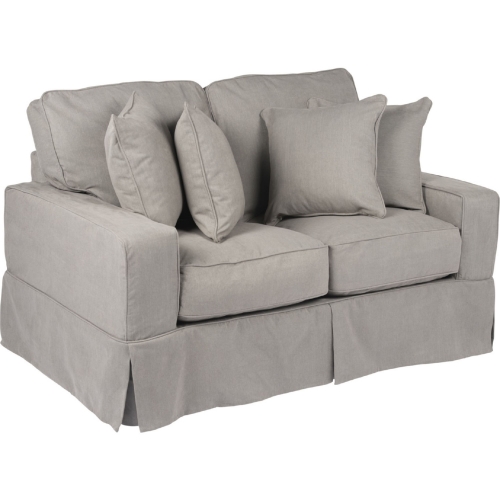 Americana Slipcover Only for Box Cushion Track Arm Loveseat in Gray Performance Fabric