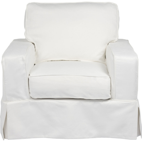 Americana Box Cushion Slipcovered Accent Chair in White Performance Fabric