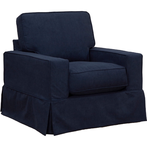 Americana Slipcover Only for Box Cushion Track Arm Chair in Navy Blue Performance Fabric