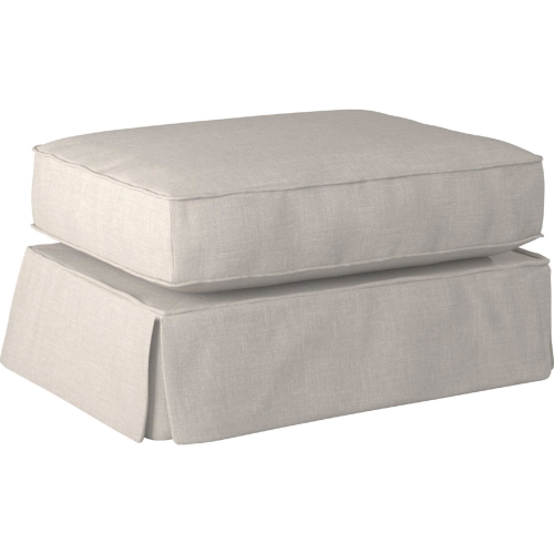 Americana Box Cushion Slipcovered Ottoman in Light Gray Performance Fabric