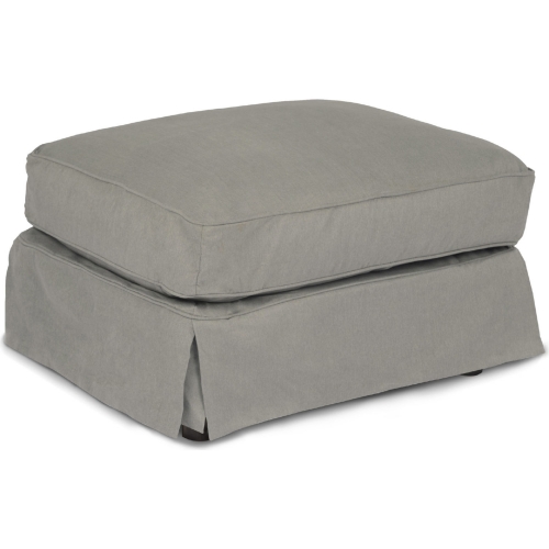 Americana Box Cushion Slipcovered Ottoman in Gray Performance Fabric