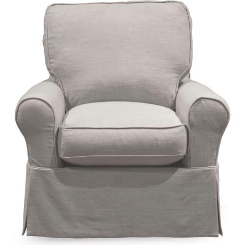 Horizon Slipcovered Swivel Rocking Chair in Light Gray Fabric