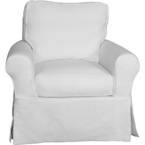 Horizon Slipcovered Swivel Rocking Chair in White Fabric