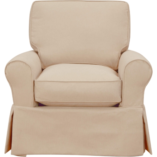 Horizon Slipcovered Swivel Rocking Chair in Tan Fabric