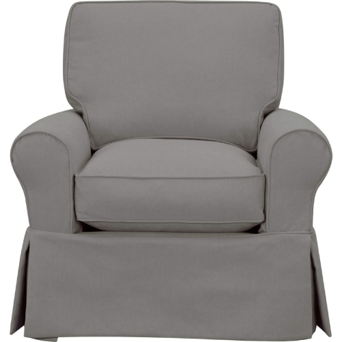 Horizon Slipcovered Swivel Rocking Chair in Gray Fabric