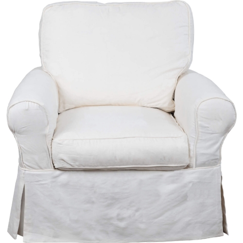 Horizon Slipcovered Swivel Rocking Chair in Warm White Fabric