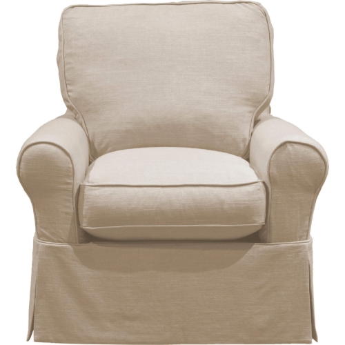 Horizon Slipcovered Swivel Rocking Chair in Linen Fabric