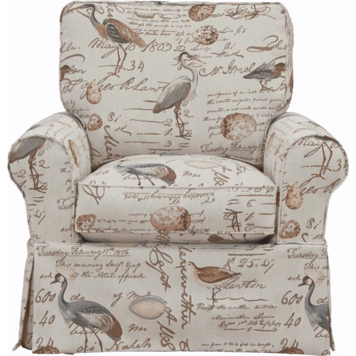 Horizon Slipcovered Swivel Rocking Chair in Bird Script Fabric