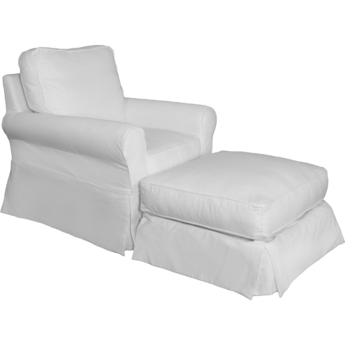 Horizon Slipcover Only for Box Cushion Accent Chair & Ottoman Set in White