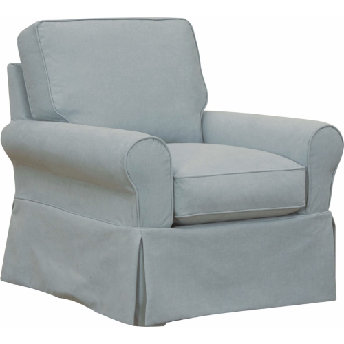 Horizon Slipcover Only for Box Cushion Accent Chair in Ocean Blue