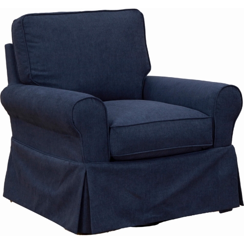 Horizon Slipcover Only for Box Cushion Accent Chair in Navy Blue