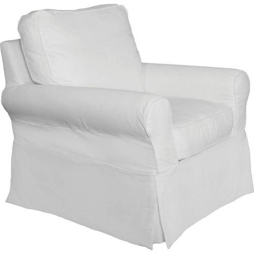 Horizon Slipcover Only for Box Cushion Accent Chair in White Performance Fabric