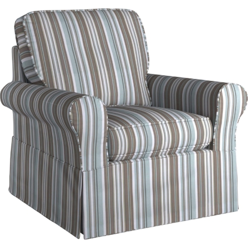 Horizon Slipcover Only for Box Cushion Accent Chair in Blue Striped Performance Fabric