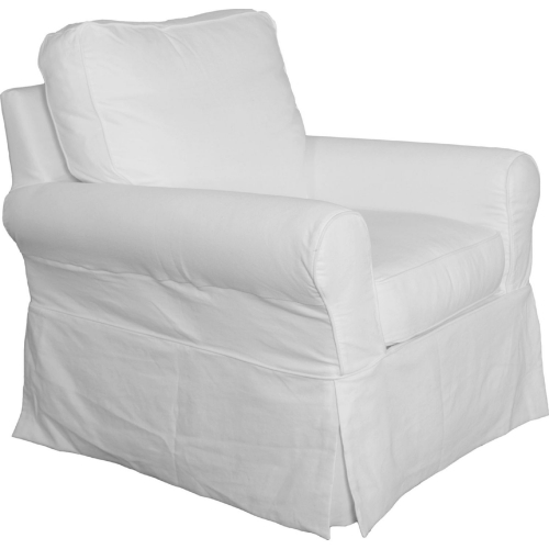 Horizon Slipcover Only for Box Cushion Accent Chair in Warm White Fabric