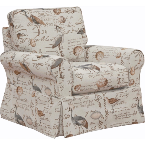 Horizon Slipcover Only for Box Cushion Accent Chair in Bird Script Fabric