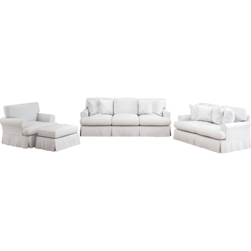 Horizon 4 Piece Slipcovered Sofa Set in White Performance Fabric