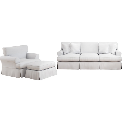 Horizon 3 Piece Slipcovered Sofa Set in White Performance Fabric