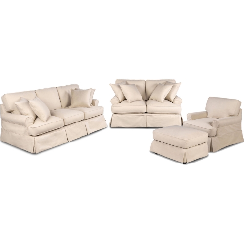 Horizon 4 Piece Slipcovered Sofa Set in Tan Fabric