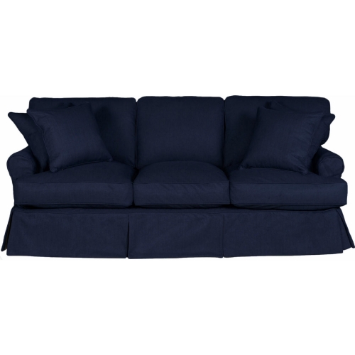 Horizon T Cushion Slipcovered Sofa in Navy Blue Fabric