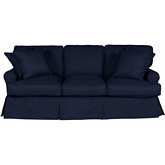 Horizon T Cushion Slipcovered Sofa in Navy Blue Fabric