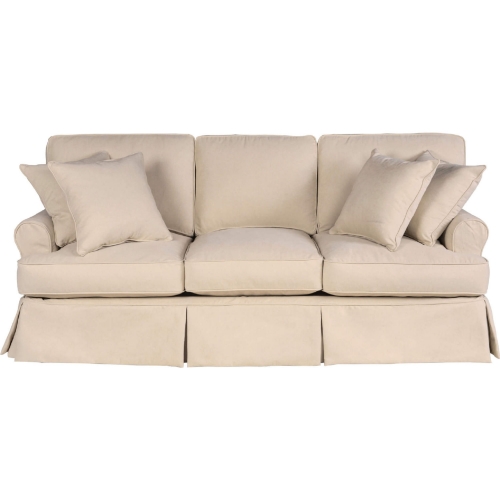 Horizon T Cushion Slipcovered Sofa in Tan Fabric