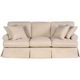 Horizon T Cushion Slipcovered Sofa in Tan Fabric