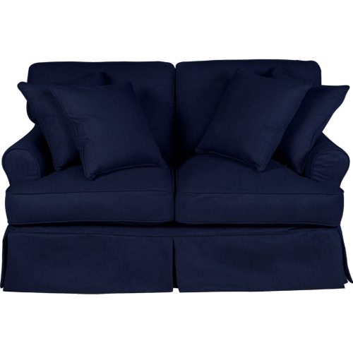 Horizon T Cushion Slipcovered Loveseat in Navy Blue Fabric