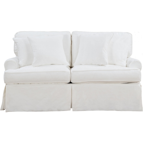 Horizon T Cushion Slipcovered Loveseat in White Fabric