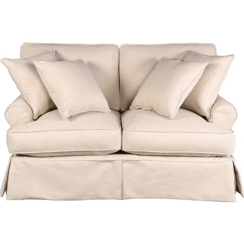 Horizon T Cushion Slipcovered Loveseat in Tan Fabric