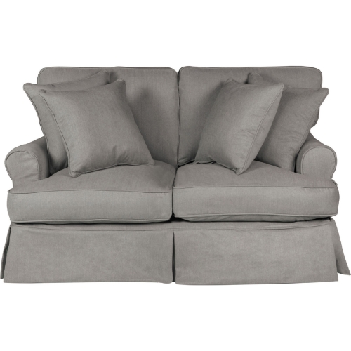 Horizon T Cushion Slipcovered Loveseat in Gray Fabric