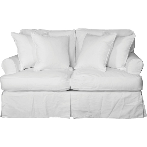 Horizon T Cushion Slipcovered Loveseat in Warm White Fabric