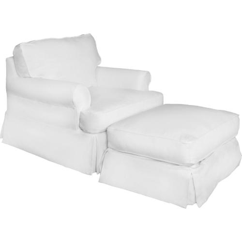 Horizon Slipcovered T Cushion Chair & Ottoman in White