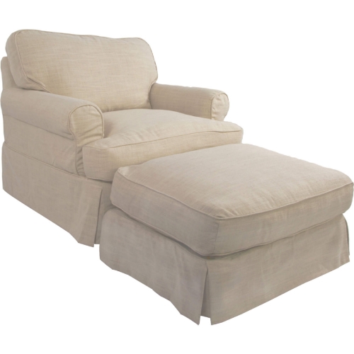 Horizon Slipcovered T Cushion Chair & Ottoman in Linen