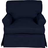 Horizon Slipcovered T Cushion Chair in Navy Blue Fabric