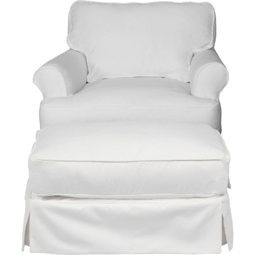 Horizon Slipcovered Set for T Cushion Accent Chair & Ottoman in White