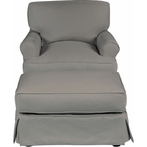 Horizon Slipcovered Set for T Cushion Accent Chair & Ottoman in Gray