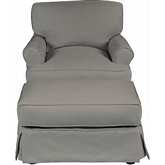 Horizon Slipcovered Set for T Cushion Accent Chair & Ottoman in Gray