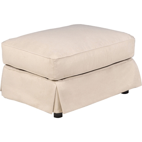 Horizon Slipcovered Ottoman in Tan Fabric