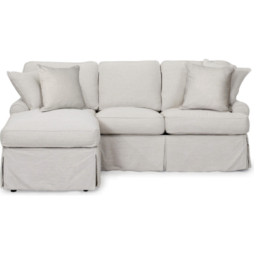 Horizon Slipcovered Sleeper Sofa w/ Reversible Chaise in Light Gray